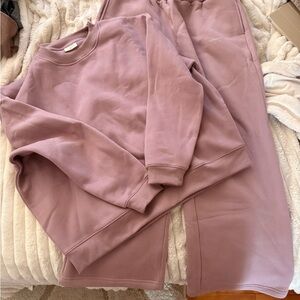Comfort Colors Dusty Rose Crewneck Sweatshirt and Pant set